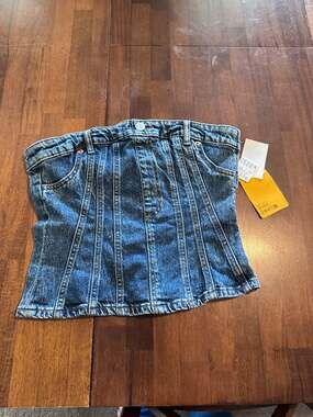 H&M Divided Denim Corset Bustier Tube Top
